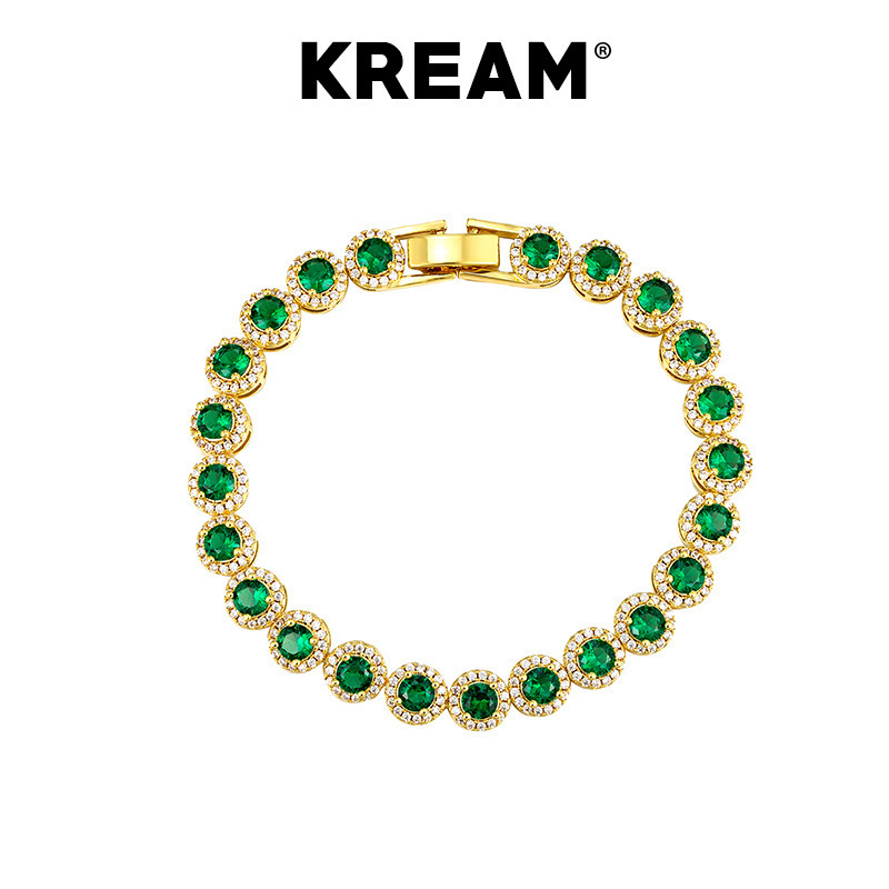 KREAM鍍金綠石網球手鏈