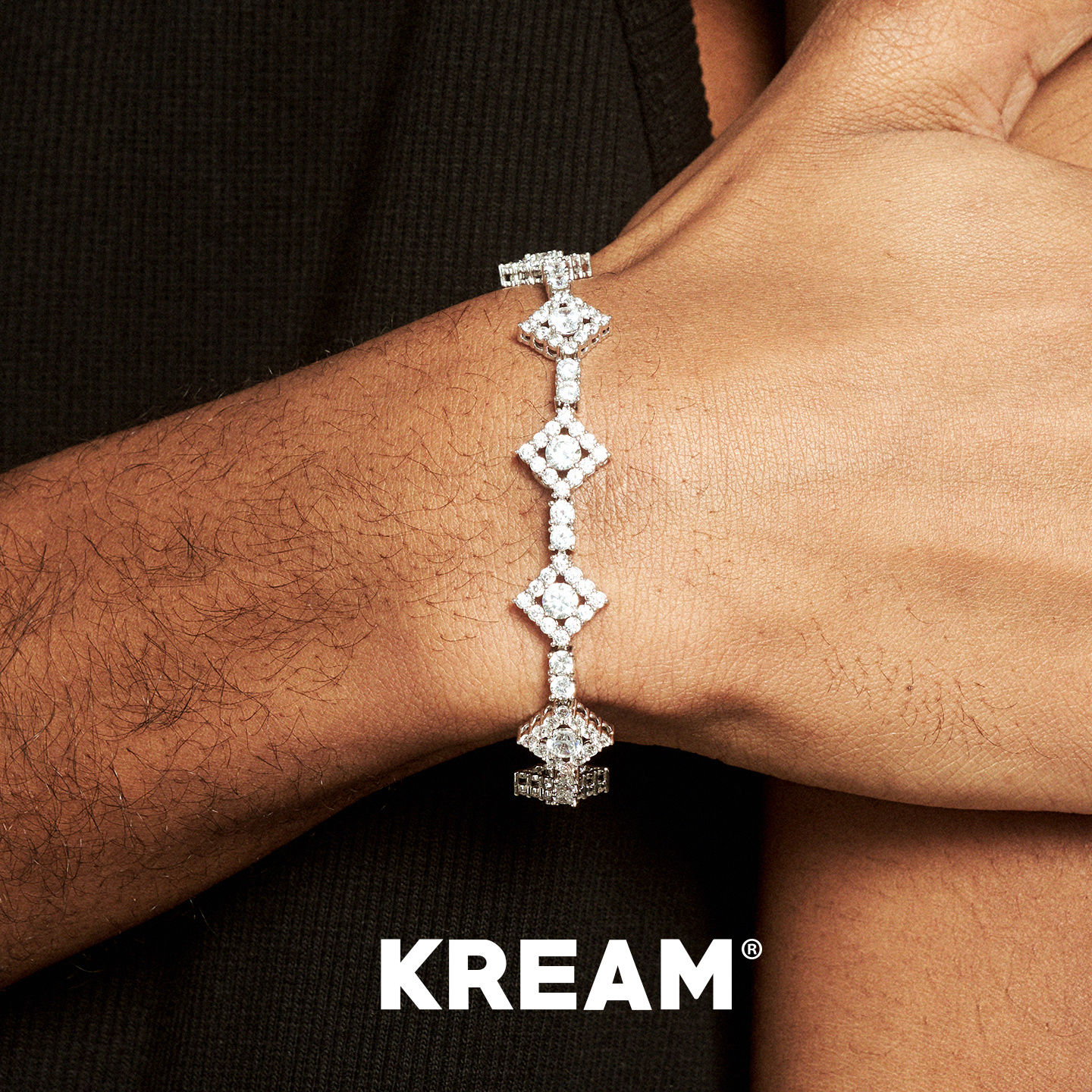 KREAM 菱形满钻手链男嘻哈女同款锆石手链 bracelet