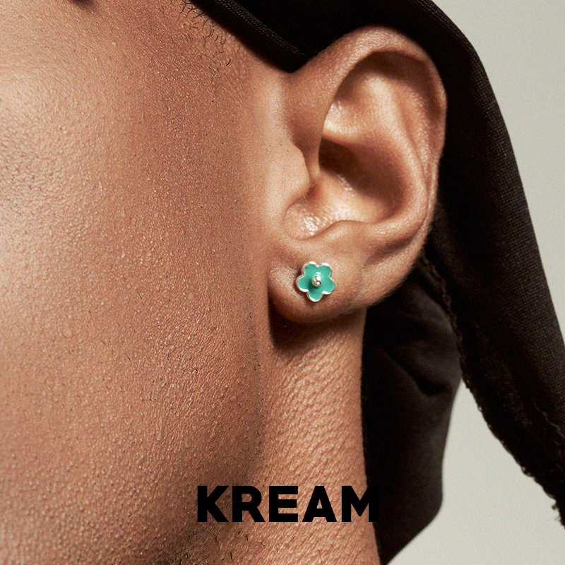 KREAM 纯银 绿色滴油雏菊小花耳钉男女同款清新小众耳饰