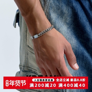 KREAM 贝壳珠宝扣 嘻哈古巴手链男款轻奢小众高级感钛钢饰品