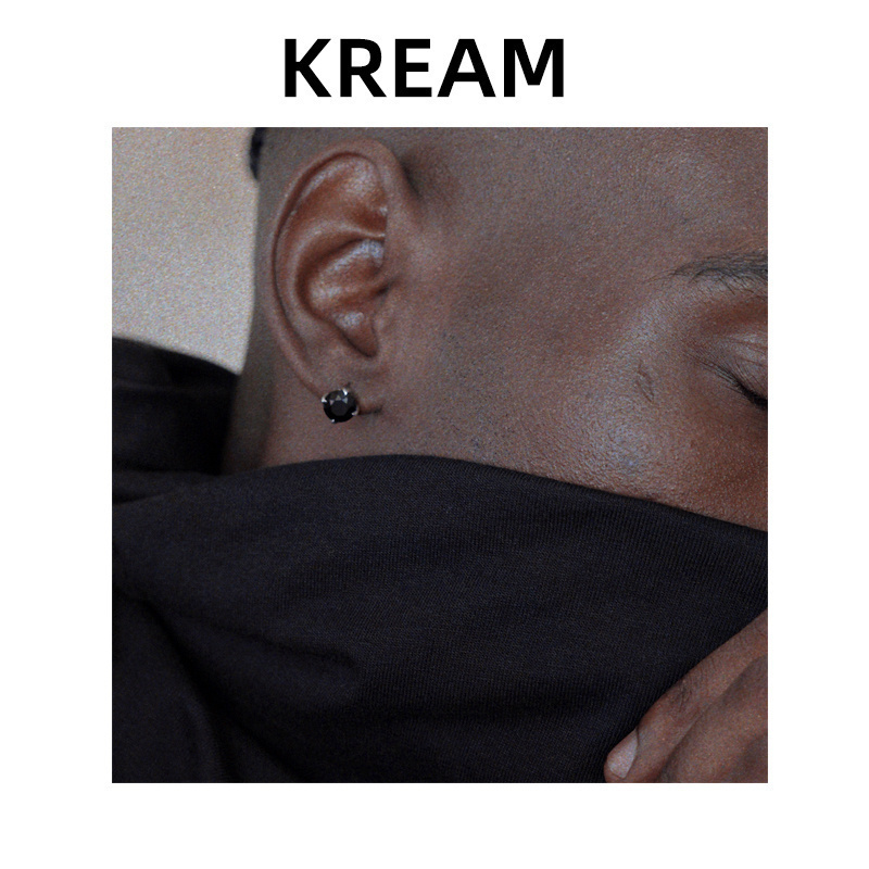 KREAM S925 纯银 黑锆石耳钉男女嘻哈