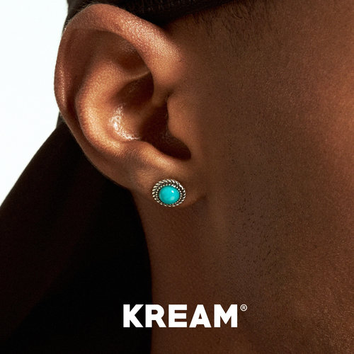 KREAM 纯银 复古绿松/青金石耳钉男嘻哈女欧美潮流高级感轻奢礼物