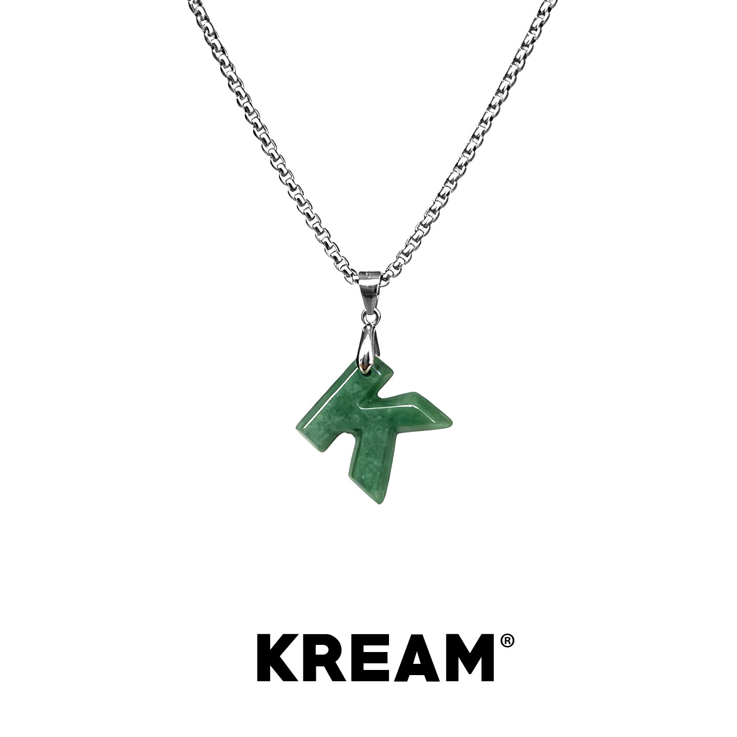KREAM 翡翠K字母吊坠男欧美潮流女项链锁骨毛衣链情侣