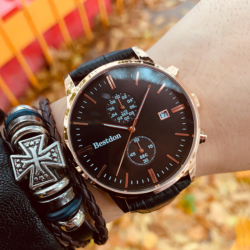 2020年新款男士手表男学生超薄男表商务石英表夜光防水运动机械表