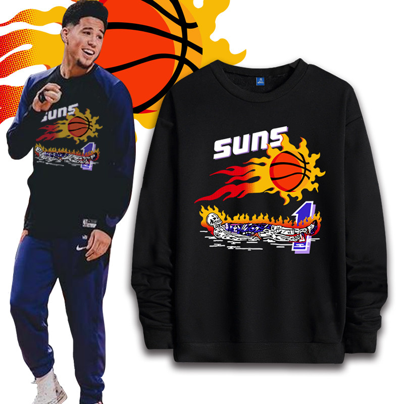 suns菲尼克斯太阳街头篮球运动外套德文布克宽松个性秋冬圆领卫衣