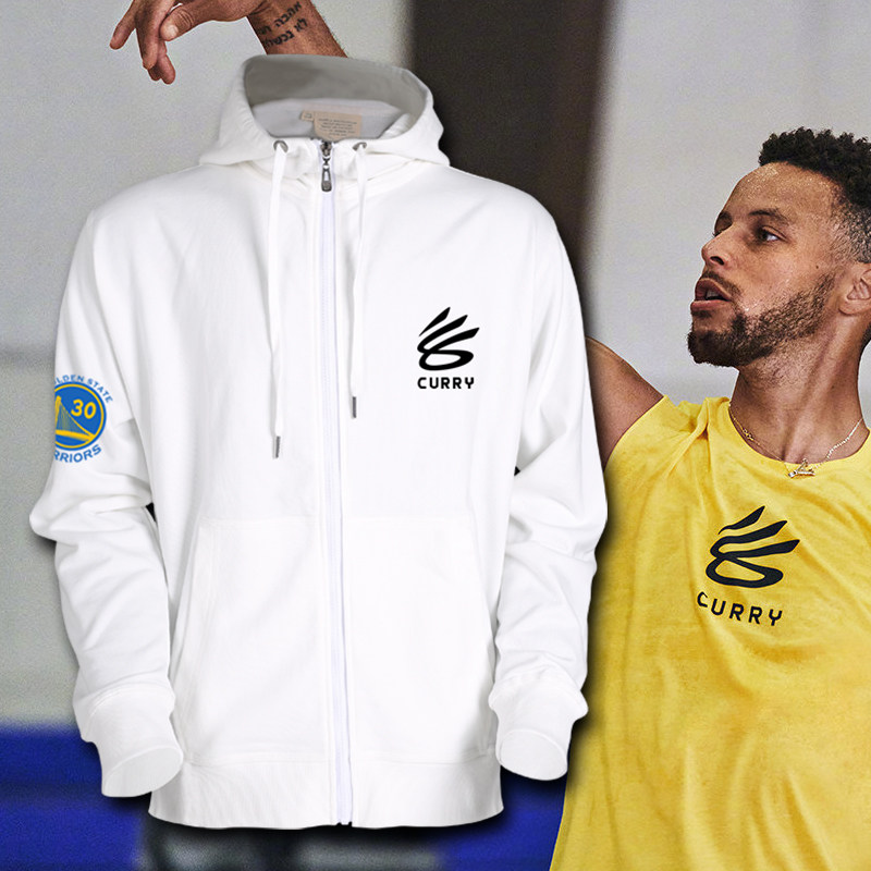 勇士库里curry篮球带帽运动外套宽松保暖透气连帽开衫卫衣可定制