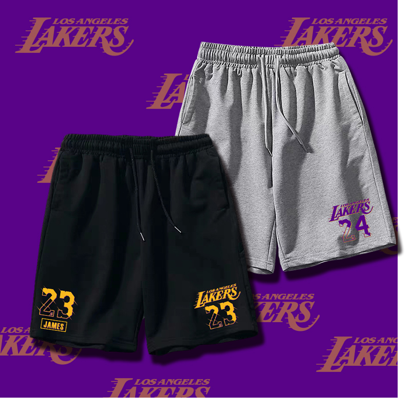 可定制洛杉矶湖人篮球运动纯棉短裤科比詹姆斯Lakers大码五分裤男