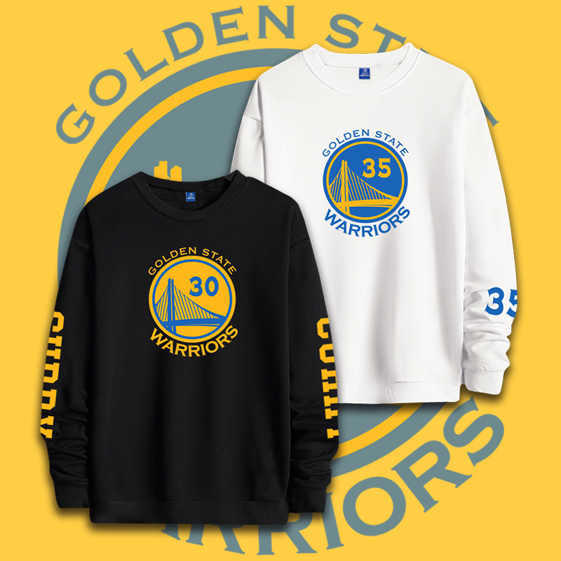 勇士库里可定制秋冬训练外套宽松透气运动保暖长袖圆领套头卫衣