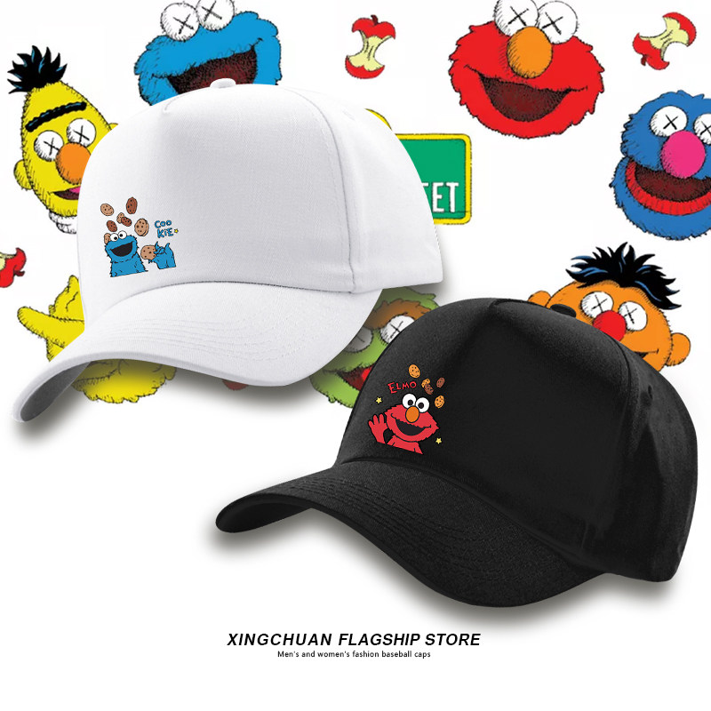 欧美芝麻街新款艾摩甜饼怪运动防晒遮阳帽时尚百搭鸭舌帽棒球帽潮