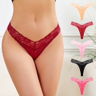 Lace Thongs for Women T Back Low Waist Panties Hollow Out