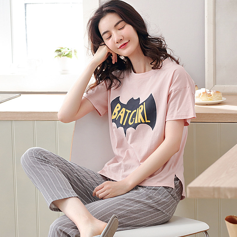 睡衣女士短袖長褲夏條紋純棉家居服夏天休閑薄款可外穿清新兩件套在類目 女士內衣/男士內衣/家居服, 睡衣/家居服套裝中 - 來自Buy2taobao.com提供專業的淘寶代購服務