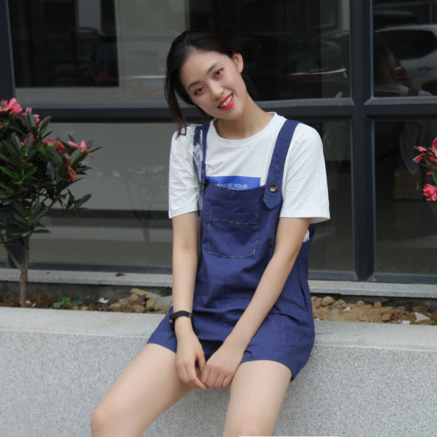 FFAN泛泛 減齡顯瘦 亞麻背帶褲女夏2018新款連體褲 寬松休閑褲