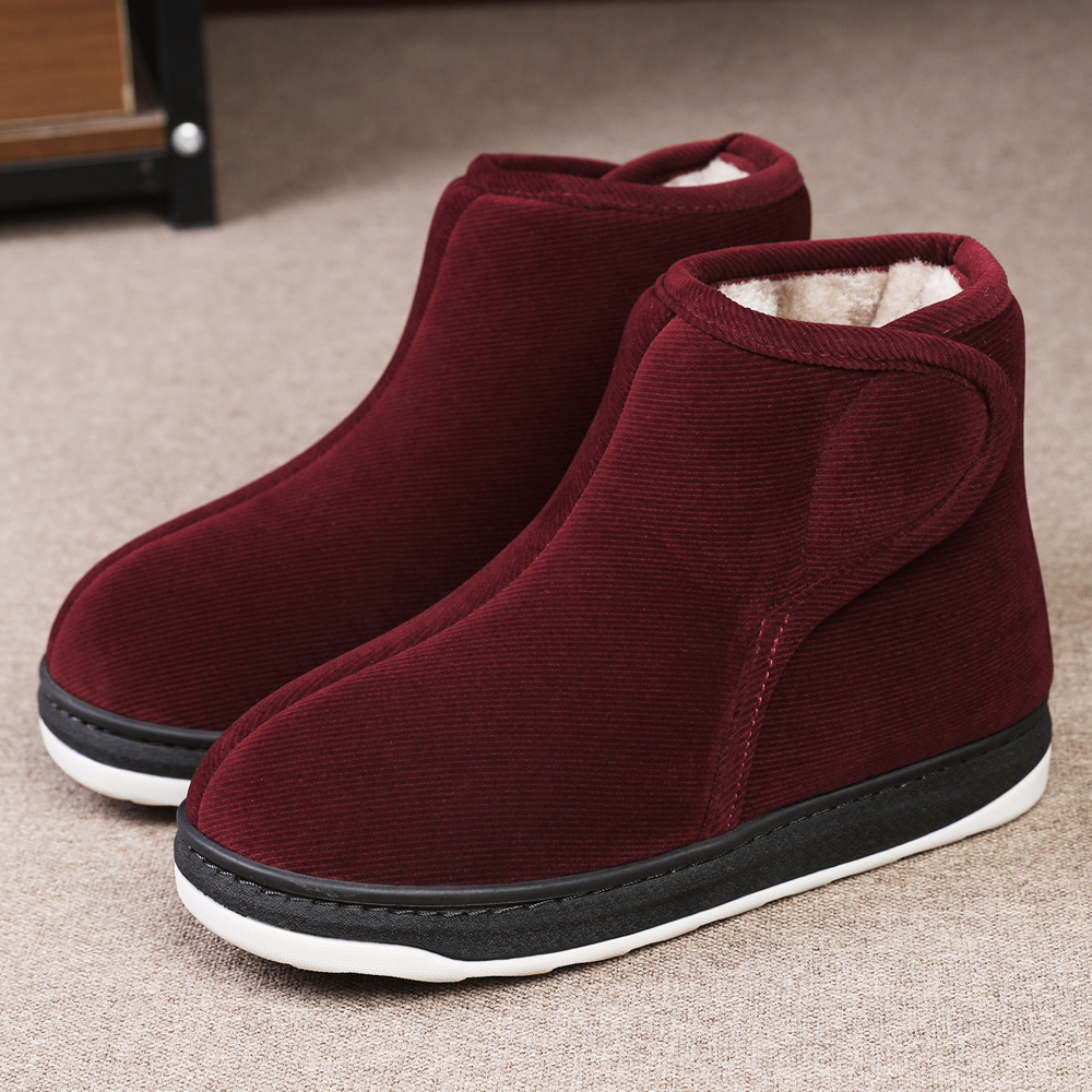 中老年人保暖棉拖鞋高包跟男女款厚底可外穿防滑爸爸妈妈居家棉鞋