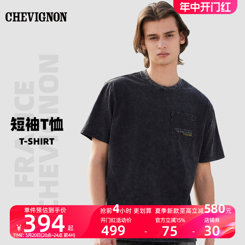 chevignon短袖欧美男士重水洗T恤