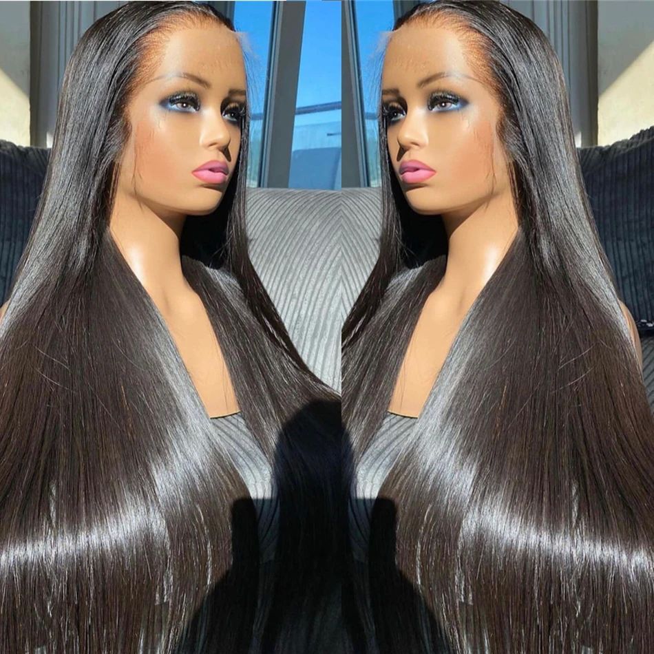 30 40 Inch Bone Straight 13x6 HD Lace Frontal Wigs Pre Pluck