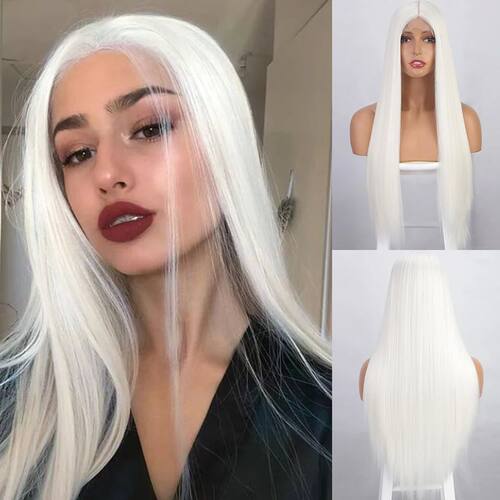 I's a wig Long Straight White Cosplay Wigs Synthetic Wigs fo