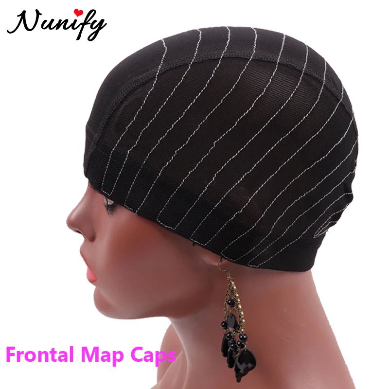 1Pcs Glueless Mesh Cap With White Line For Wig Making Black