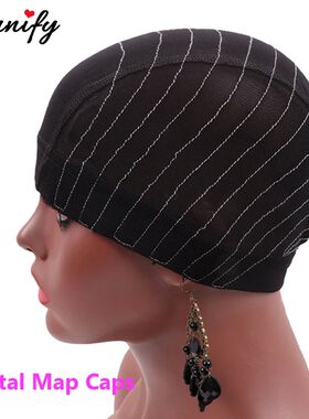 1Pcs Glueless Mesh Cap With White Line For Wig Making Black