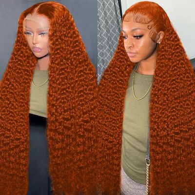 Orange Ginger Lace Front Wig Curly Human Hair Wigs For Women