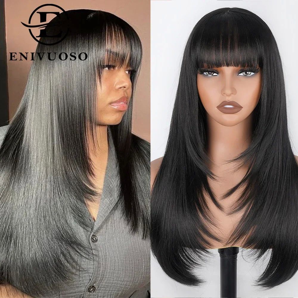 Straight Layered Cut Wigs For Black Women 3X1 HD Lace Synthe