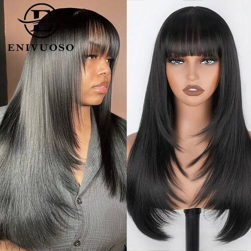 Straight Layered Cut Wigs For Black Women 3X1 HD Lace Synthe