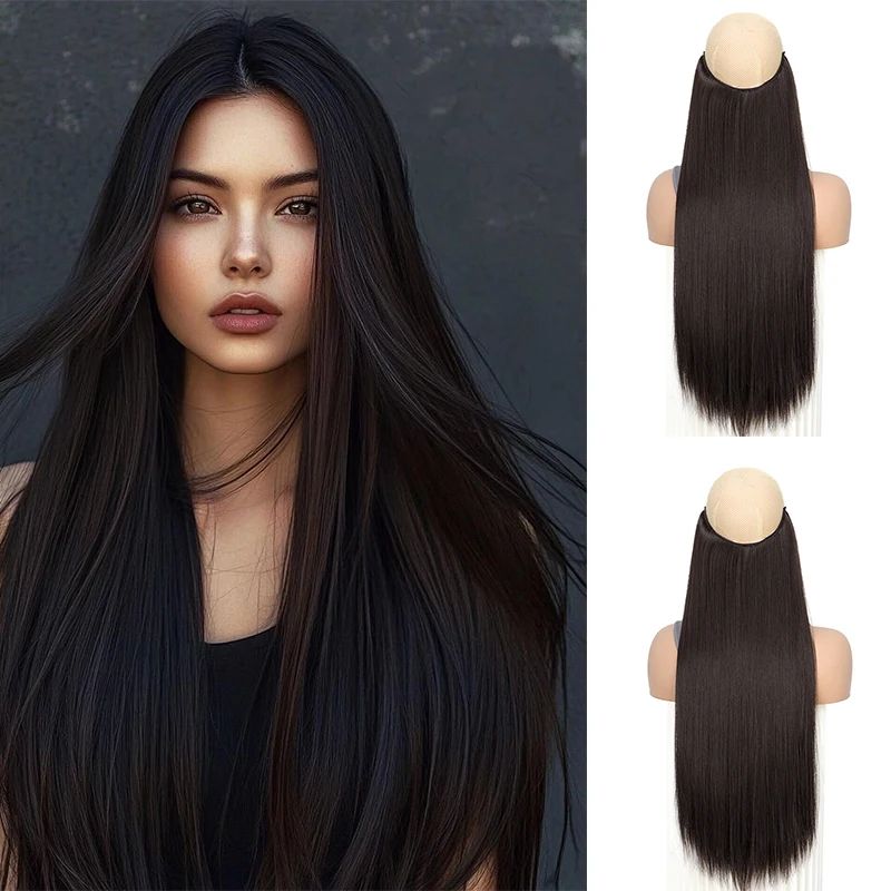 Long Straight Hair Extension with Invisible Synthetic Natura