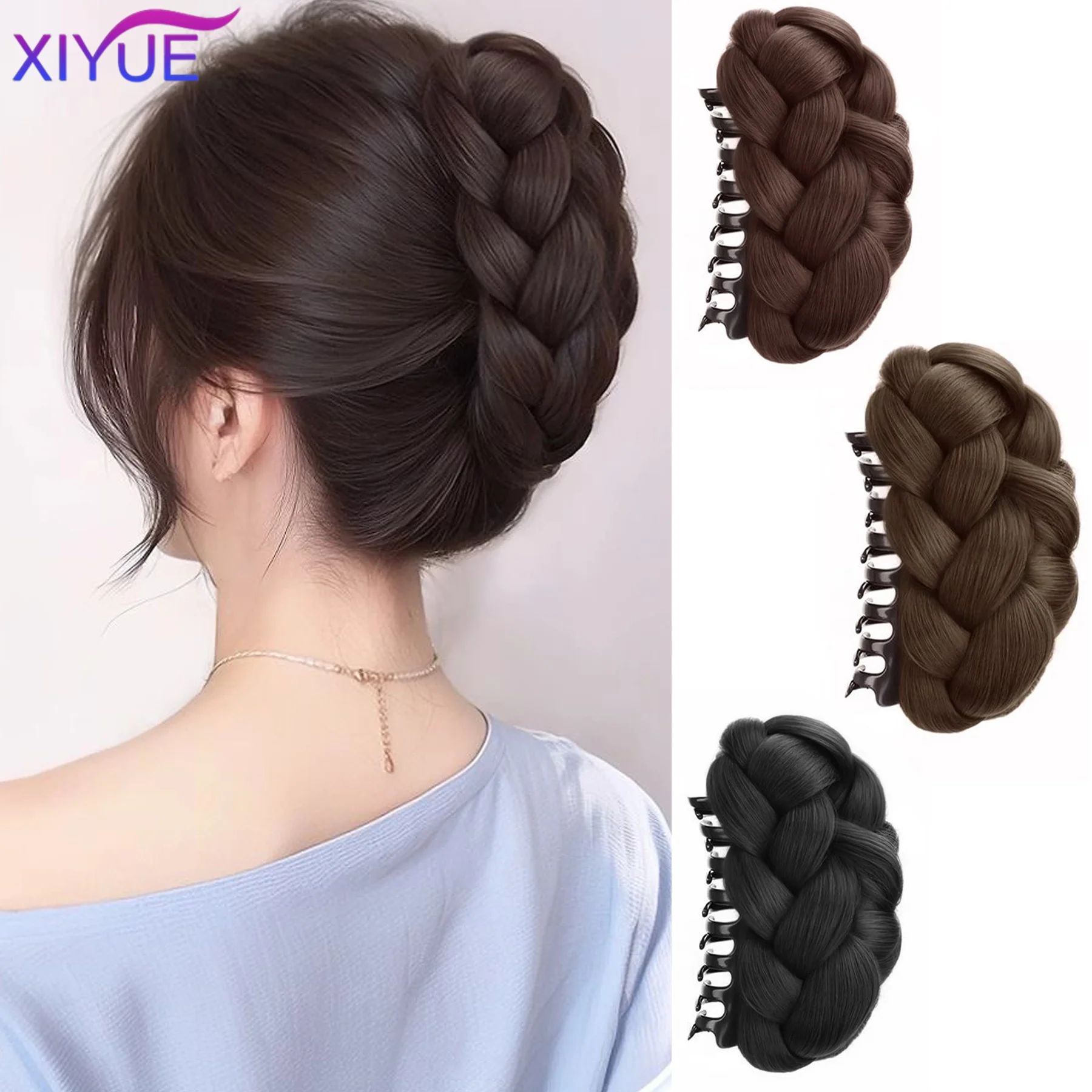 Synthetic Fried Dough Twists Pill Head Bun Female Grab Clip