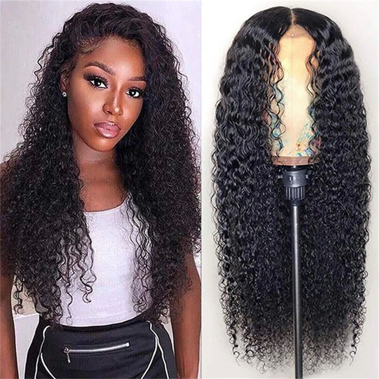 Women's Wigs Curly Hair Medium Long Curly Hair Wig, Natural