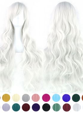 Soowee 30 Colors Long Wavy Synthetic Hair Silver White Cospl