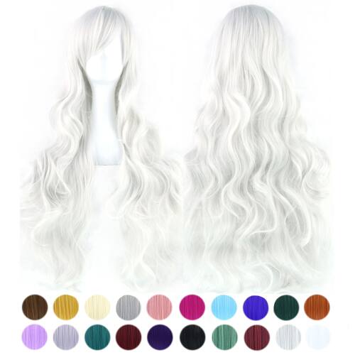 Soowee 30 Colors Long Wavy Synthetic Hair Silver White Cospl