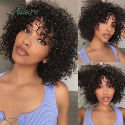 Short Pixie Afro Kinky Curly Wigs for Black Women Glueless N