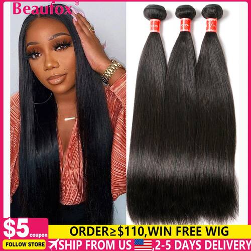 Beaufox Peruvian Hair Bundles Straight Human Hair Weave Bund