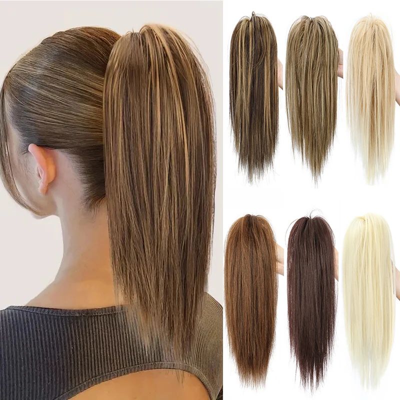 14Inch Synthetic Short Straight Ponytail Hair Extension Fluf