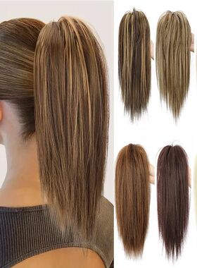 14Inch Synthetic Short Straight Ponytail Hair Extension Fluf