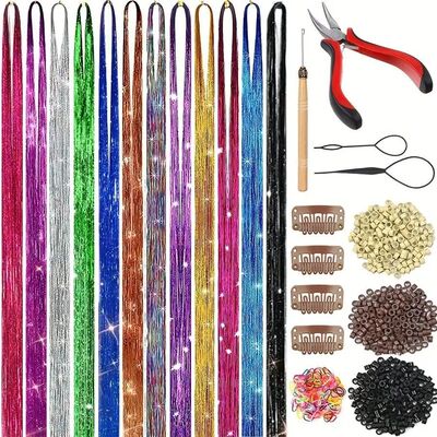 36/48 Inches 10 Mixed Colors Tinsel Synthetic Hair Extension
