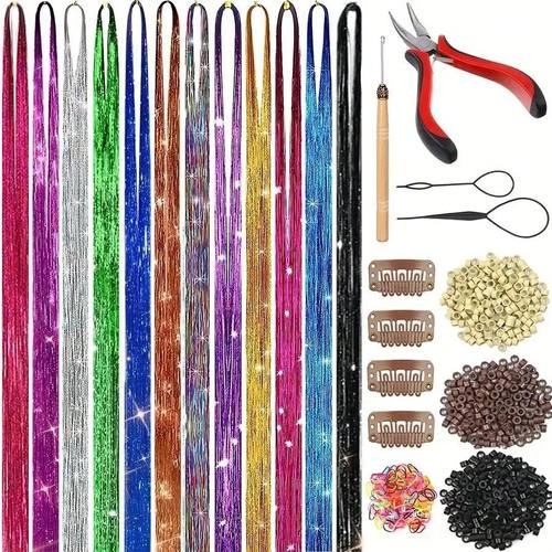 36/48 Inches 10 Mixed Colors Tinsel Synthetic Hair Extension