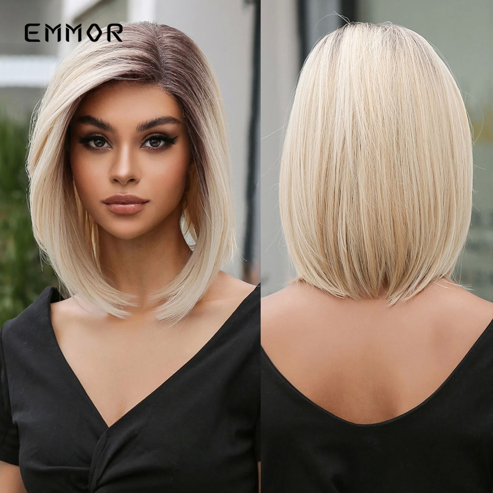 Short Blonde Lace Frontal Synthetic Wig Simulation of Human