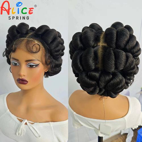 Natural Color 6Inch Transparent Full Lace Braided Wigs Short