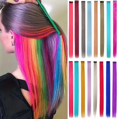 10PCS/Pack Colored Party Highlights Clip in Hair Extensions