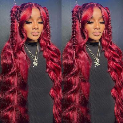 Burgundy 99J Body Wave 13x6 Hd Lace Frontal Human Hair Wig T