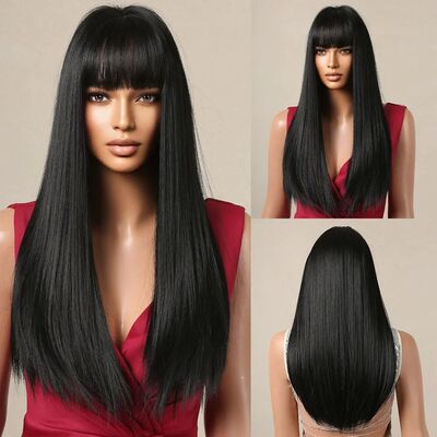 Black Hair Long Straight Wigs for Women Natural Hair Synthet