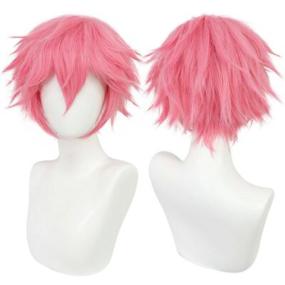 Synthetic Universal Short Cosplay Wig Silver Red Pink Blonde
