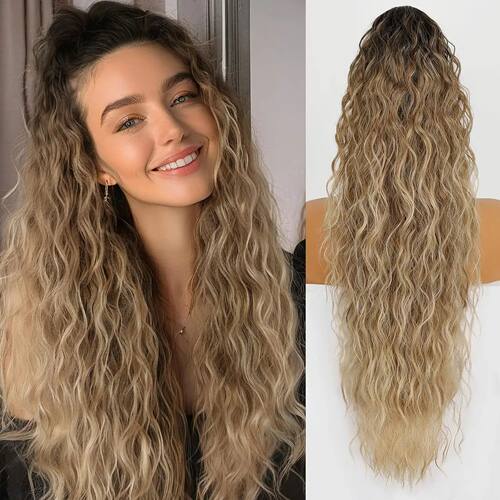 Synthetic Claw Long Wavy Ponytail Extension Black Brown 18-3