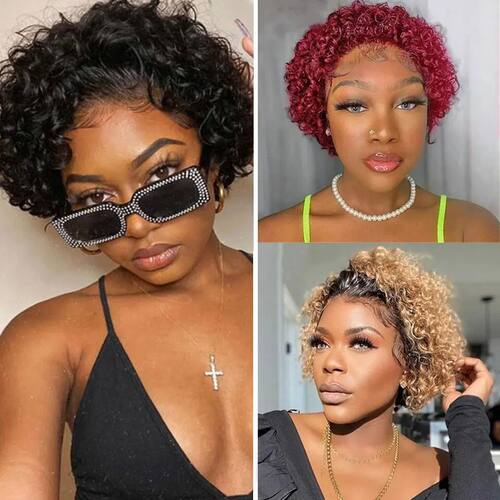 Pixie Cut Wigs Human HaiShort Curly Lace Front Human Hair Wi