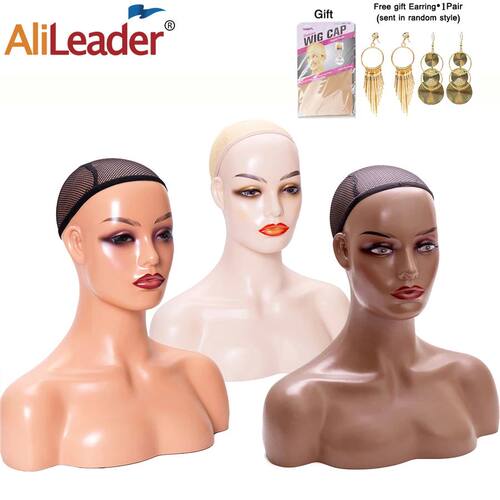 Realistic Mannequin Head With Shoulder Skin Female Wig Displ