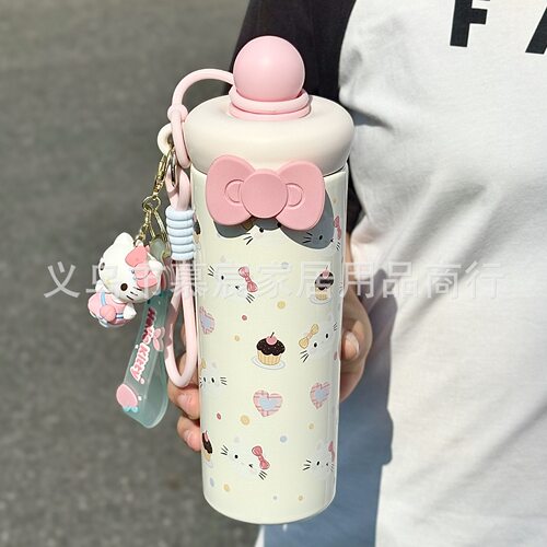 新款不锈钢浮球保温杯女大容量便携咖啡杯高颜值学生水杯吸管杯子