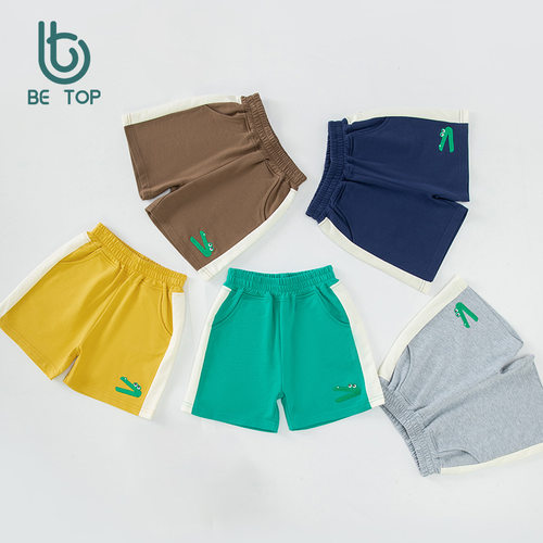 betop跨境童装夏季新款男孩宝宝五分裤鳄鱼卡通儿童短裤