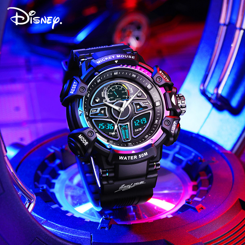 迪士尼电子手表男款青少年男孩初中高中学生机械赛车儿童运动男生