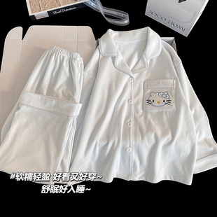 德绒儿童睡衣秋冬季HelloKitty长袖2026新款女童加厚小女孩家居服