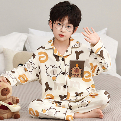 儿童睡衣秋冬季纯棉长袖中大童男孩2025新款青少年男童家居服秋款